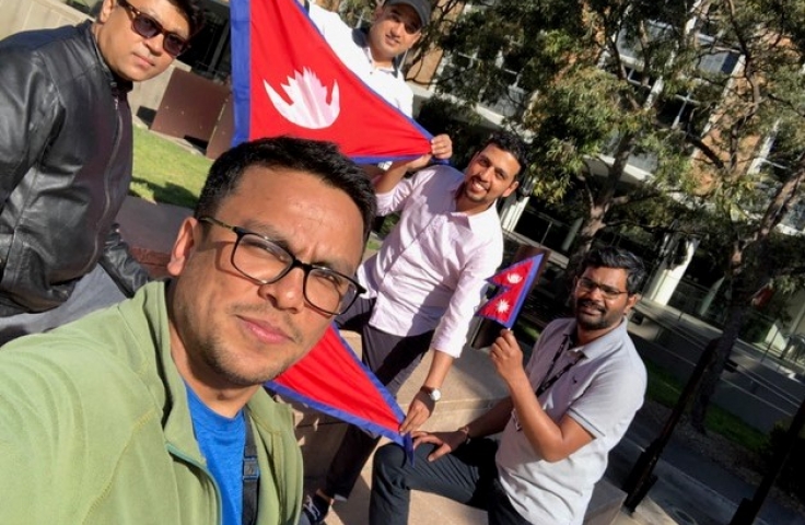 Students with Flag